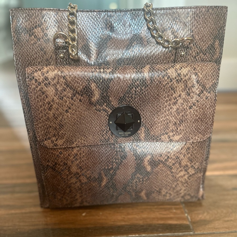 Kate Spade PXRU 3706 denee leather bag. Snakeskin effect leather Kate Spade tote - Picture 2 of 16